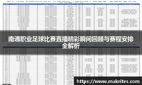 南通职业足球比赛直播精彩瞬间回顾与赛程安排全解析
